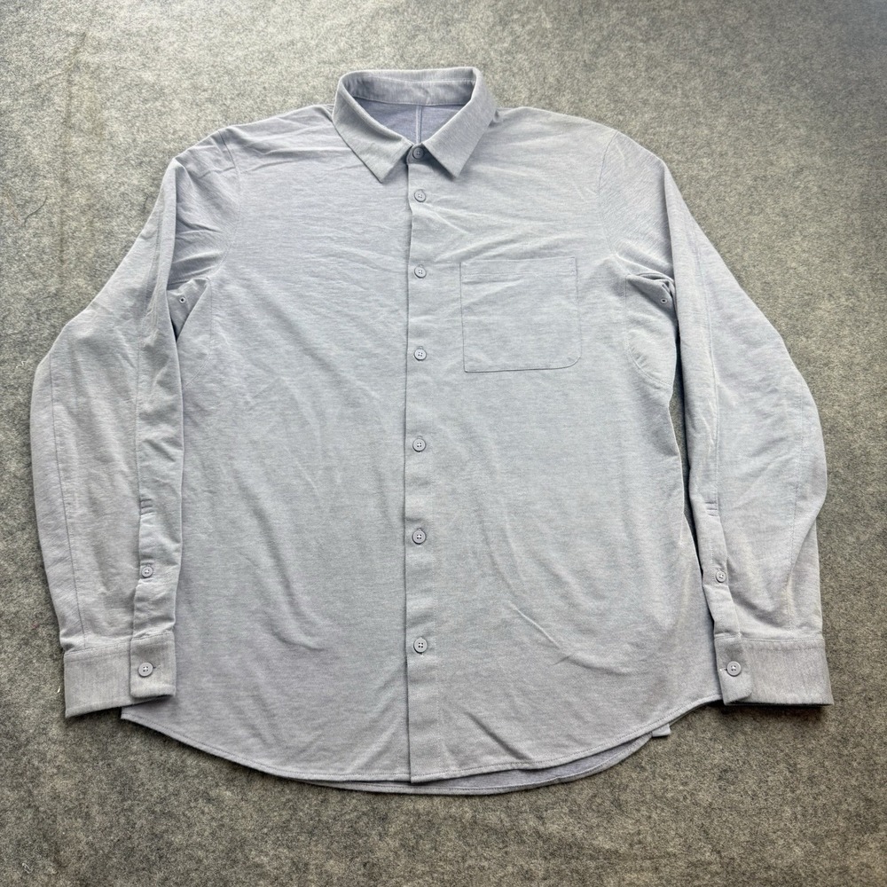 Lululemon Commission Shirt Mens Large Blue Oxford Stretch Button Up Pocket
